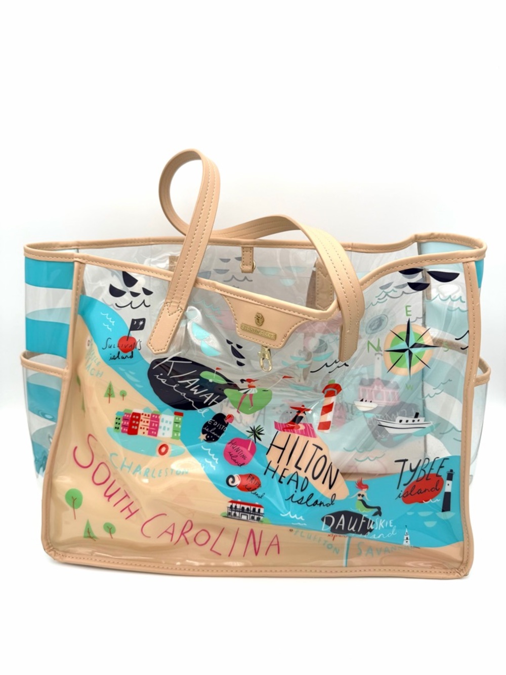 Spartina 449 Little Plastic Clear See Through Tote Beach Bag Carry On Travel